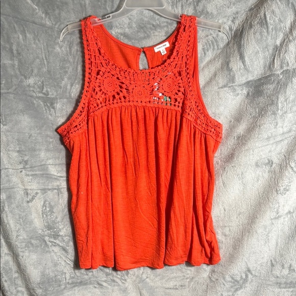 NWT Women's Orange Crochet Top sleeveless lightweight plus size 2X 18/20 - Picture 1 of 7